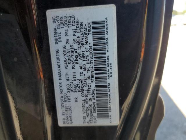 5TBRN3410YS100047 - 2000 TOYOTA TUNDRA ACCESS CAB SR5 BLACK photo 12