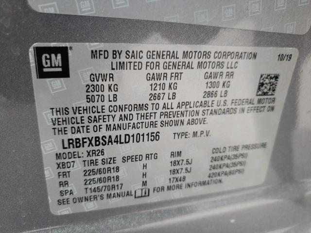 LRBFXBSA4LD101156 - 2020 BUICK ENVISION PREFERRED SILVER photo 13