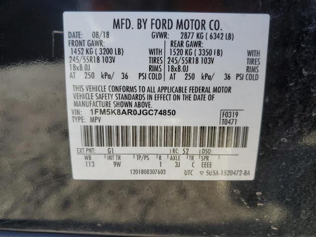 1FM5K8AR0JGC74850 - 2018 FORD EXPLORER POLICE INTERCEPTOR 双色 照片 13