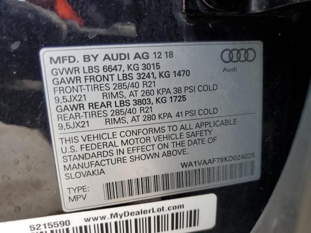 WA1VAAF79KD024025 - 2019 AUDI Q7 PRESTIGE BLACK photo 13