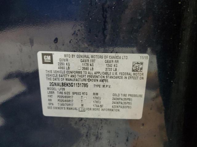 2GNALBEK5G1131786 - 2016 CHEVROLET EQUINOX LS BLUE photo 13