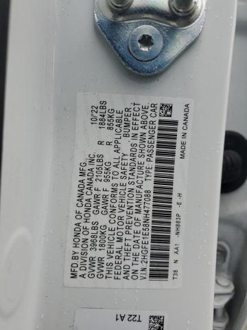 2HGFE1E58NH477088 - 2022 HONDA CIVIC SI WHITE photo 12