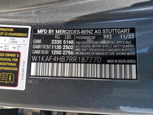 W1KAF4HB7RR187770 - 2024 MERCEDES-BENZ C 300 4MATIC GRAY photo 12