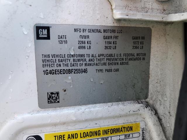 1G4GE5ED0BF255946 - 2011 BUICK LACROSSE CXS WHITE photo 12