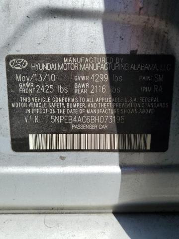 5NPEB4AC6BH073198 - 2011 HYUNDAI SONATA GLS SILVER photo 13