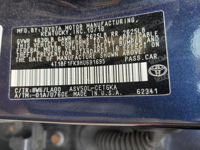 4T1BF1FK9HU691695 - 2017 TOYOTA CAMRY LE BLUE photo 12