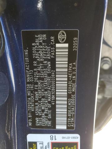 4T1BK1EB6DU033842 - 2013 TOYOTA AVALON BASE 蓝色 照片 12