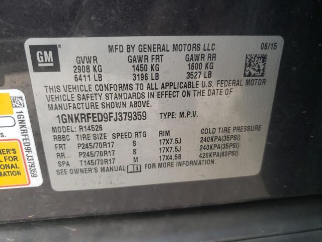 1GNKRFED9FJ379359 - 2015 CHEVROLET TRAVERSE LS GRAY photo 13