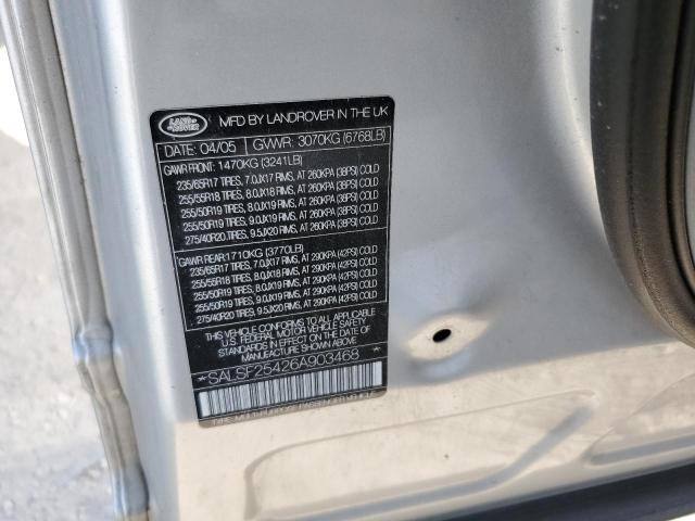 SALSF25426A903468 - 2006 LAND ROVER RANGE ROVE HSE SILVER photo 13