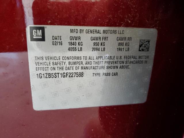 1G1ZB5ST1GF227588 - 2016 CHEVROLET MALIBU LS MAROON photo 12