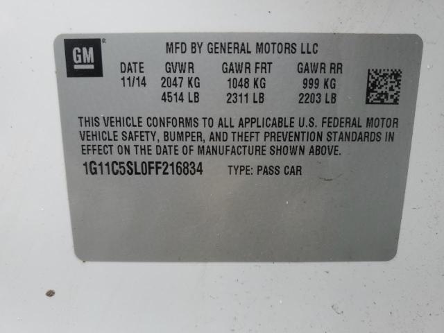 1G11C5SL0FF216834 - 2015 CHEVROLET MALIBU 1LT WHITE photo 12