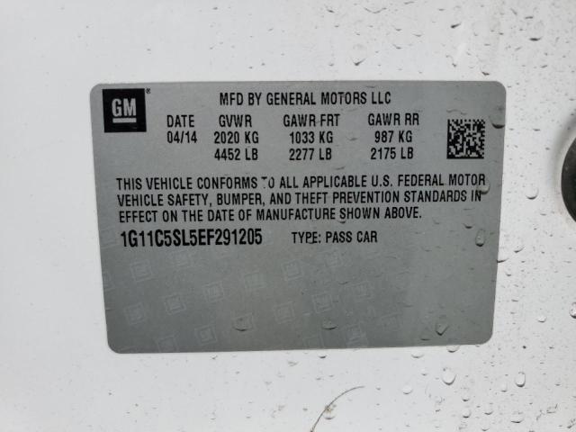 1G11C5SL5EF291205 - 2014 CHEVROLET MALIBU 1LT 白色 照片 12