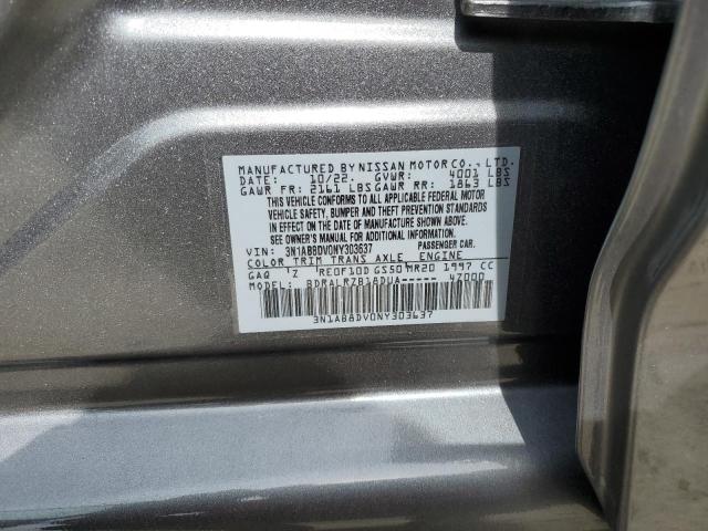 3N1AB8DV0NY303637 - 2022 NISSAN SENTRA SR GRAY photo 12