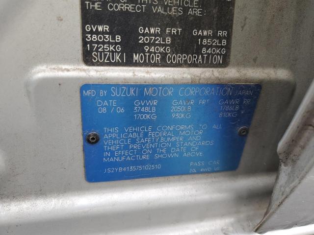 JS2YB413575102510 - 2007 SUZUKI SX4 SILVER photo 12