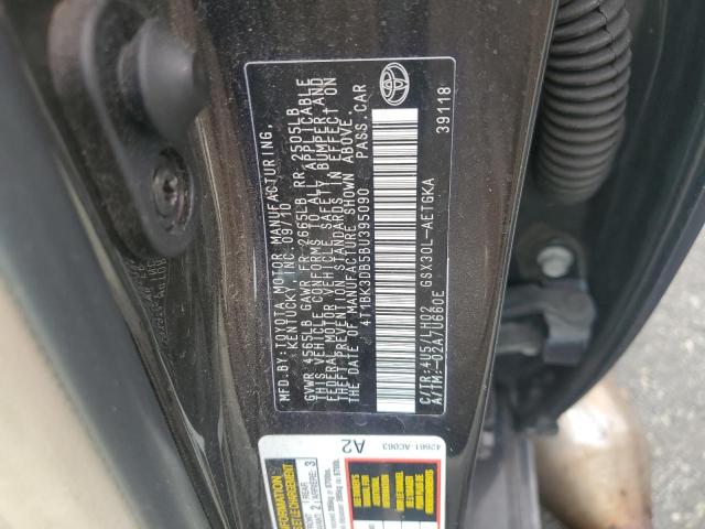 4T1BK3DB5BU395090 - 2011 TOYOTA AVALON BASE BLACK photo 12