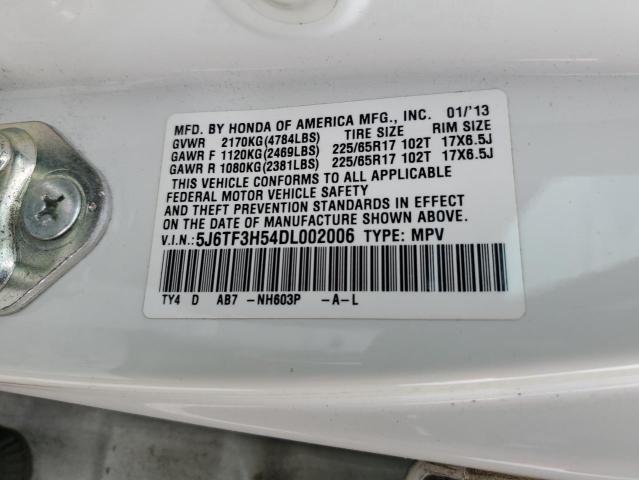 5J6TF3H54DL002006 - 2013 HONDA CROSSTOUR EXL თეთრი ფოტო 13