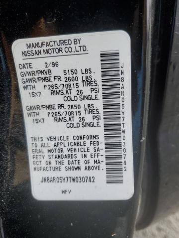 JN8AR05Y7TW030742 - 1996 NISSAN PATHFINDER LE შავი ფოტო 13