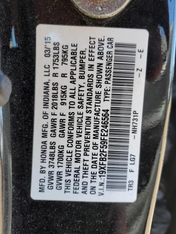 19XFB2F59FE246564 - 2015 HONDA CIVIC LX BLACK photo 13