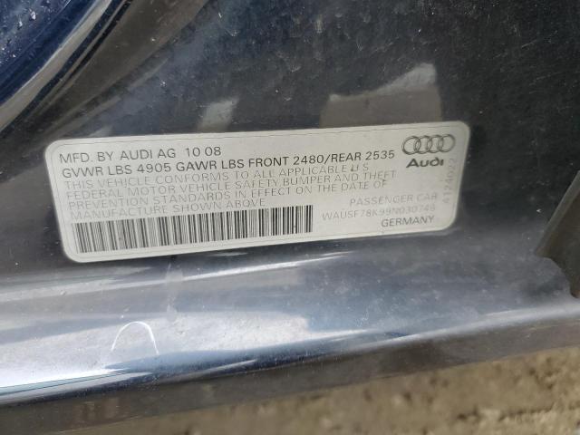 WAUSF78K99N030746 - 2009 AUDI A4 PREMIUM PLUS BLUE photo 12