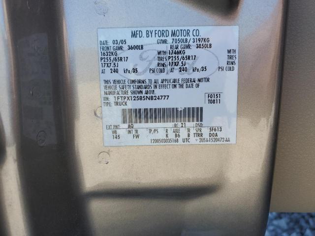 1FTPX12585NB24777 - 2005 FORD F150 GOLD photo 12