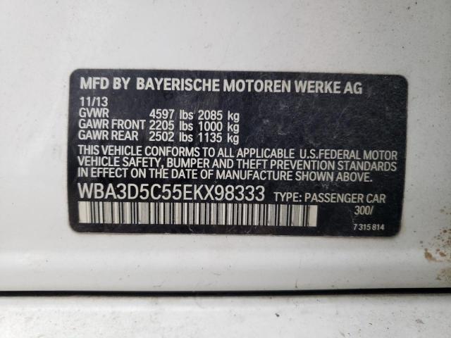 WBA3D5C55EKX98333 - 2014 BMW 328 D XDRIVE WHITE photo 13