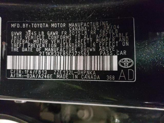2T1KR32E85C372563 - 2005 TOYOTA COROLLA MA XR BLACK photo 12
