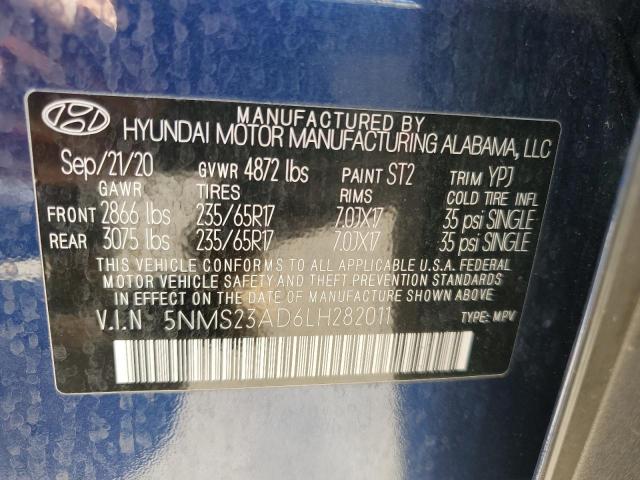 5NMS23AD6LH282011 - 2020 HYUNDAI SANTA FE SE BLUE photo 12