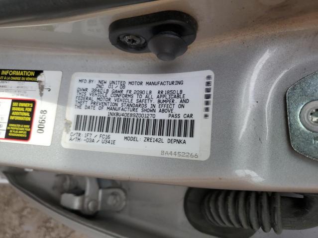 1NXBU40E89Z001270 - 2009 TOYOTA COROLLA BASE SILVER photo 12