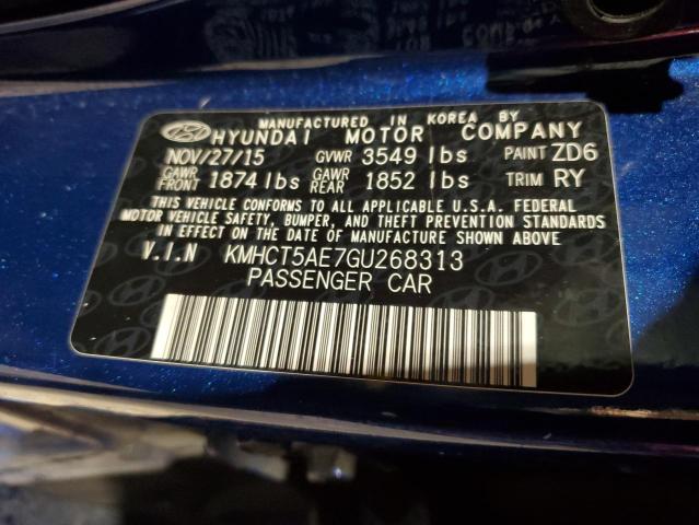 KMHCT5AE7GU268313 - 2016 HYUNDAI ACCENT SE BLUE photo 12