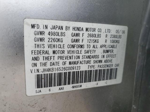 JH4KB16526C009123 - 2006 ACURA RL SILVER photo 12