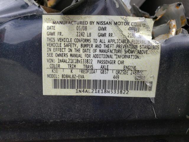 1N4AL21E18N533822 - 2008 NISSAN ALTIMA 2.5 GRAY photo 12