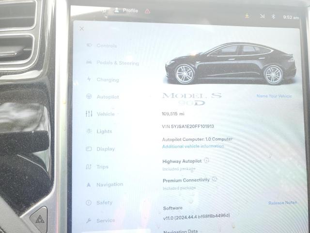 5YJSA1E20FF101913 - 2015 TESLA MODEL S BLACK photo 9