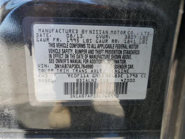 3N1AB7AP3DL764990 - 2013 NISSAN SENTRA S BLACK photo 12