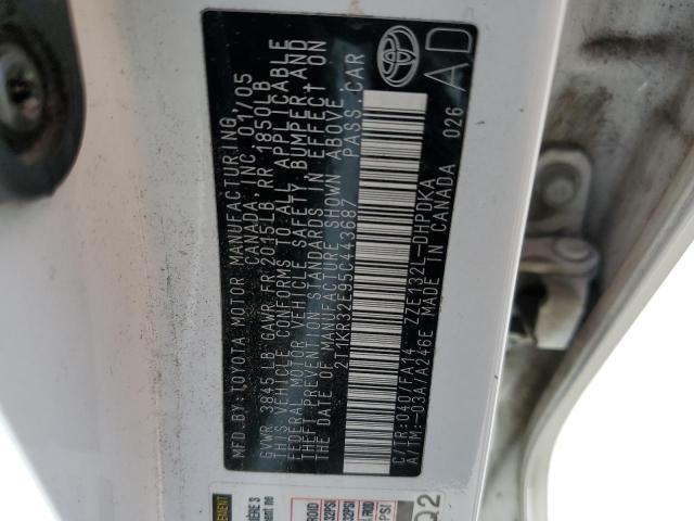 2T1KR32E95C443687 - 2005 TOYOTA COROLLA MA XR WHITE photo 12
