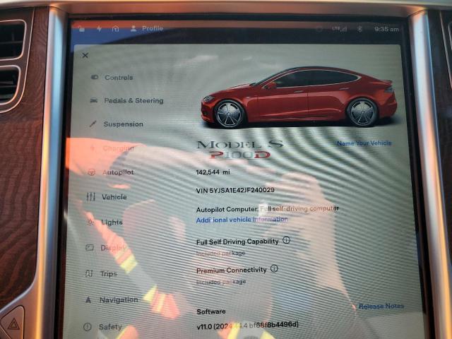 5YJSA1E42JF240029 - 2018 TESLA MODEL S RED photo 9