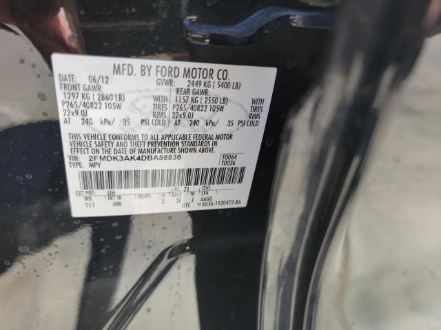 2FMDK3AK4DBA58836 - 2013 FORD EDGE SPORT BLACK photo 10