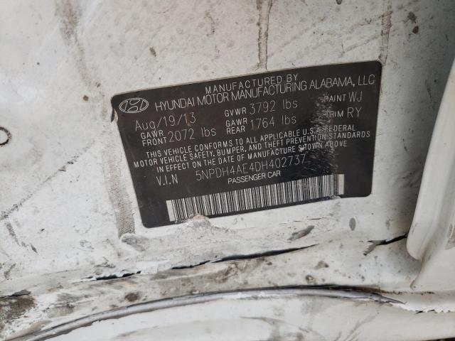 5NPDH4AE4DH402737 - 2013 HYUNDAI ELANTRA GLS WHITE photo 12