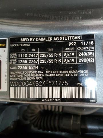 WDC0G4KB2KF571775 - 2019 MERCEDES-BENZ GLC 300 4MATIC GRAY photo 14