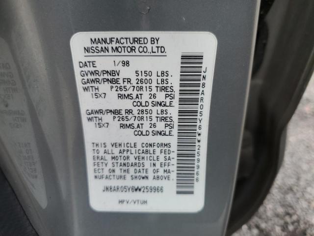 JN8AR05Y6WW259966 - 1998 NISSAN PATHFINDER LE 银色 照片 12