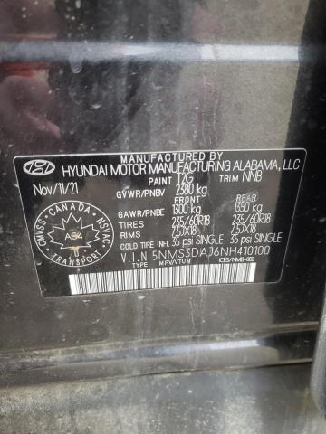 5NMS3DAJ6NH410100 - 2022 HYUNDAI SANTA FE SEL CHARCOAL photo 13