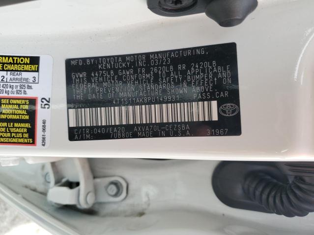 4T1S11AK8PU149931 - 2023 TOYOTA CAMRY SE NIGHT SHADE WHITE photo 12