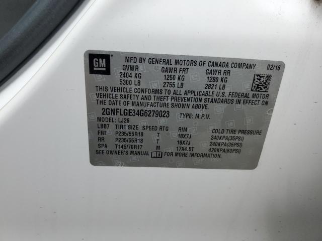 2GNFLGE34G6279023 - 2016 CHEVROLET EQUINOX LTZ WHITE photo 13