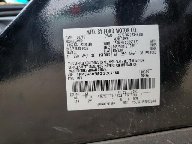 1FM5K8AR5GGC67188 - 2016 FORD EXPLORER POLICE INTERCEPTOR BLACK photo 13