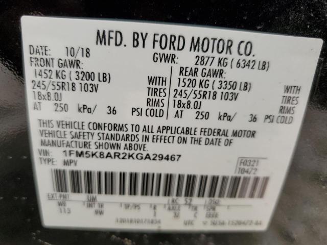 1FM5K8AR2KGA29467 - 2019 FORD EXPLORER POLICE INTERCEPTOR Qara foto 12