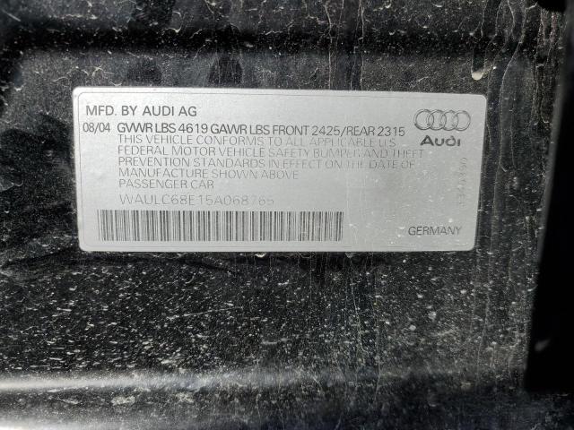 WAULC68E15A068765 - 2005 AUDI A4 1.8T QUATTRO BLACK photo 13