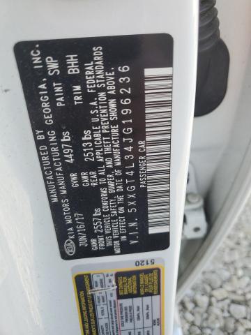 5XXGT4L34JG196236 - 2018 KIA OPTIMA LX WHITE photo 12