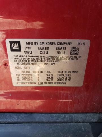 KL7CJKSBXFB208059 - 2015 CHEVROLET TRAX LS RED photo 12