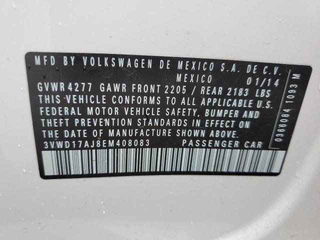 3VWD17AJ8EM408083 - 2014 VOLKSWAGEN JETTA SE WHITE photo 13