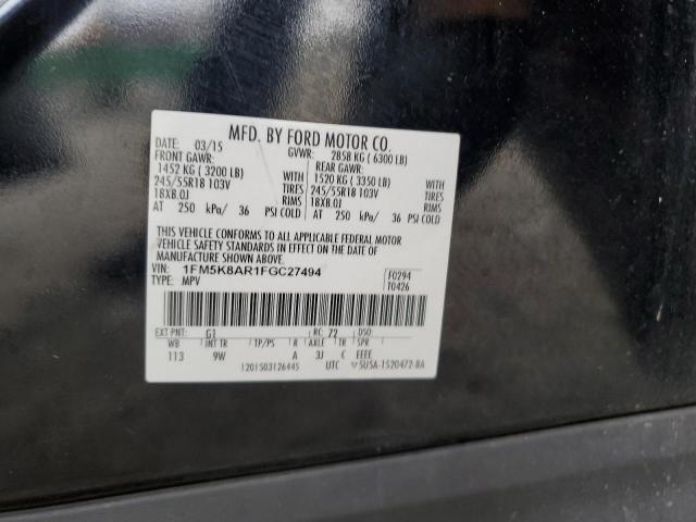 1FM5K8AR1FGC27494 - 2015 FORD EXPLORER POLICE INTERCEPTOR Qara foto 14