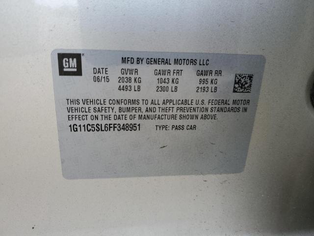 1G11C5SL6FF348951 - 2015 CHEVROLET MALIBU 1LT 金色 照片 12